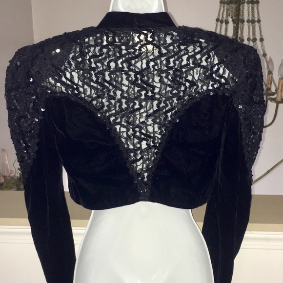 Vintage ZUM ZUM Velvet & Sequined Lace Shrug Sz 8 - Picture 4 of 8